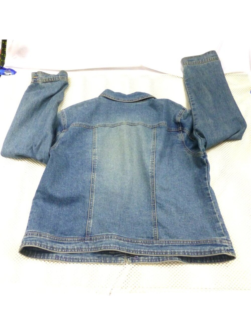 INC Womens Blue Denim Jacket With Rhinestone Buttons Double Pockets - Picture 2 of 13